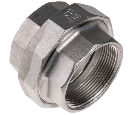 RS PRO, RS PRO Stainless Steel Pipe Fitting, Straight Octagon Union, Male  R 1in x Female Rc 1in, 826-7144