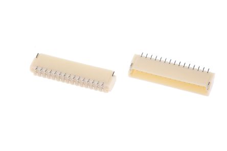 JST SH Leiterplatten-Stiftleiste Gewinkelt, 15-polig / 1-reihig, Raster 1.0mm, Kabel-Platine, Lötanschluss-Anschluss,