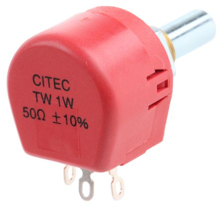 TE Connectivity TW, Tafelmontage Dreh Potentiometer 50Ω ±10% / 1W, Schaft-Ø 6,35 Mm