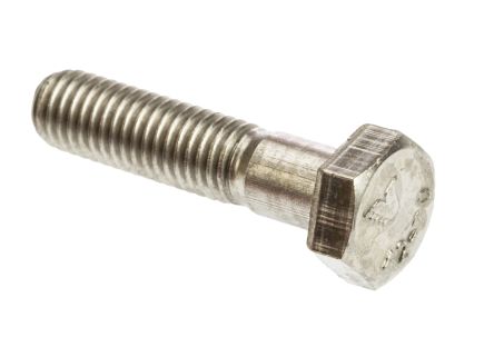 RS PRO Plain Stainless Steel, Hex Bolt, M8 X 35mm