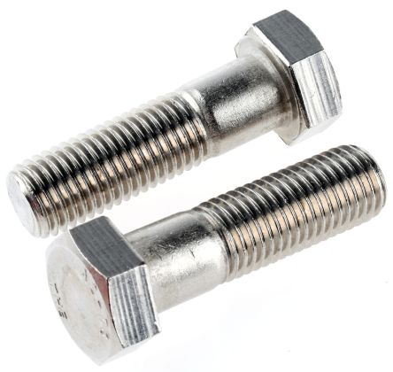RS PRO Plain Stainless Steel, Hex Bolt, M20 X 70mm