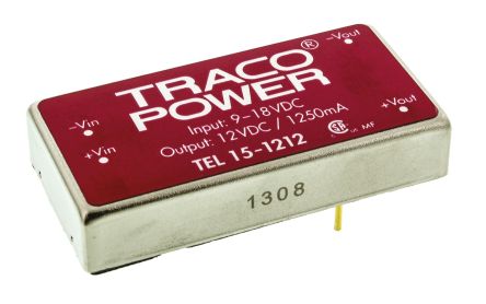 TRACOPOWER TEL 15 DC/DC-Wandler 15W 12 V Dc IN, 12V Dc OUT / 1.25A 1.5kV Dc Isoliert