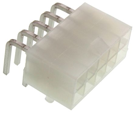 Molex Mini-Fit Jr. Leiterplatten-Stiftleiste Gewinkelt, 10-polig / 2-reihig, Raster 4.2mm, Kabel-Platine,
