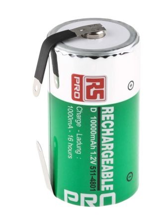 RS PRO NiMH Rechargeable D Batteries 