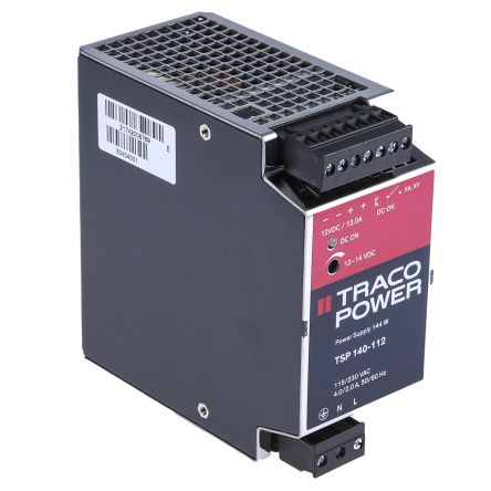 TRACOPOWER TSP Switch-Mode DIN-Schienen Netzteil 144W, 85 → 264V Ac, 12V Dc / 12A