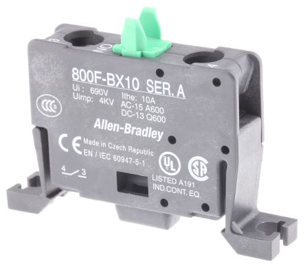 Allen Bradley Kontaktblock, 800F -Serie, 1 Schließer, 600 V, Schraubanschluss, Typ Kontaktblock