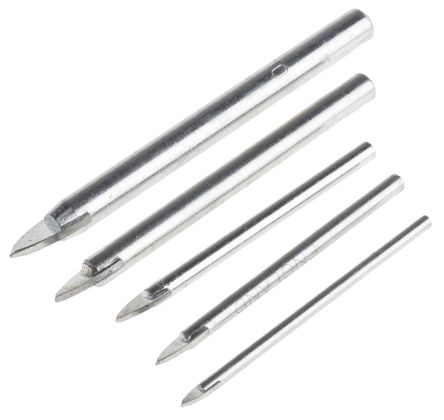 RS Pro 4mm to 8mm, 5 piece Fluteless Glass Drill Set