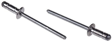 POP Blind Niet, Ø 4mm X 10.5mm, Silber, Aluminium, 4.2mm Aus Stahl, Min. 0mm, Max. 6.4mm