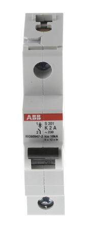 ABB S200 MCB Leitungsschutzschalter Typ K, 1-polig 2A 253V, Abschaltvermögen 6 KA System Pro M Compact