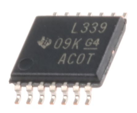 Texas Instruments LM339PW, Quad Comparator, Open Collector O/P, 1.3μs 3 → 28 V 14-Pin TSSOP