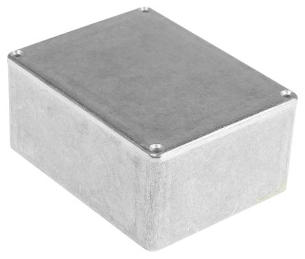RS PRO Silver Die Cast Aluminium Enclosure, IP66, Silver Lid, 114.7 X 89.7 X 55.1mm