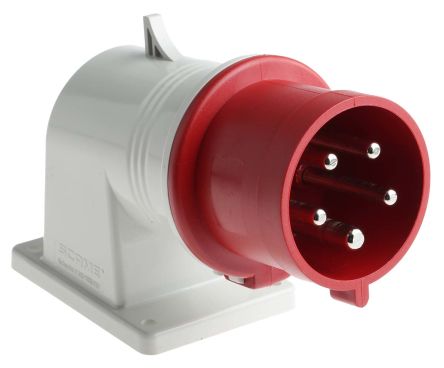Scame Conector De Potencia Industrial Macho, Formato 3P + N + E, Orientación Ángulo De 90°, Rojo, 415 V, 32A, IP44