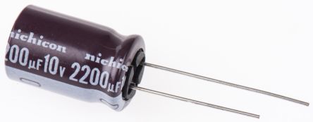 Nichicon Condensador Electrolítico Serie PS, 2200μF, ±20%, 10V Dc, Radial, Orificio Pasante, 12.5 (Dia.) X 20mm, Paso