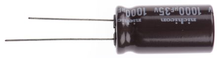 Nichicon Condensador Electrolítico Serie PS, 1000μF, ±20%, 35V Dc, Radial, Orificio Pasante, 12.5 (Dia.) X 25mm, Paso