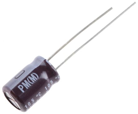 Nichicon Condensador Electrolítico Serie PM, 47μF, ±20%, 63V Dc, Radial, Orificio Pasante, 8 (Dia.) X 11.5mm, Paso 3.5mm