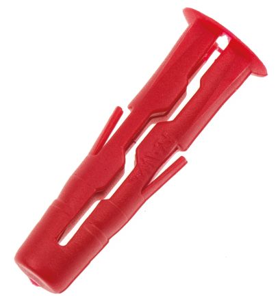 RawlPlug Red Plastic Wall Plug, 28mm Length, 6mm Fixing Hole Diameter