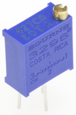 Bourns 3296 25-Gang THT Trimmer-Potentiometer, Einstellung Von Oben, 1kΩ, ±10%, 0.5W, Pin, L. 9.53mm