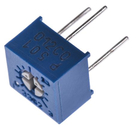 Bourns 3362 1-Gang THT Trimmer-Potentiometer, Einstellung Von Oben, 500Ω, ±10%, 0.5W, Pin, L. 6.6mm
