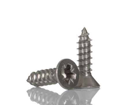 RS PRO Tornillo Autorroscante De Cabeza Avellanada Con Huella Pozidriv, Rosca UTS 6, Long. 13mm, De Acero Inox