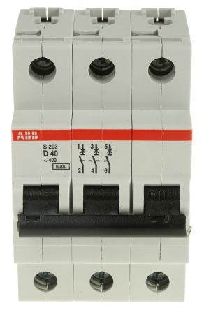 ABB Interruttore Magnetotermico 3P 40A 6 KA, Tipo D
