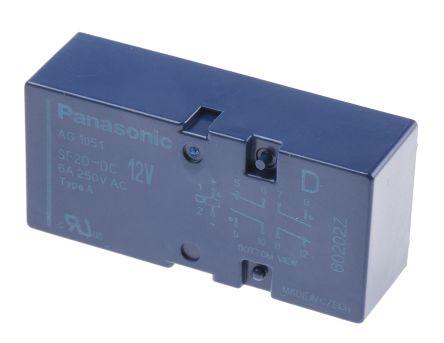 Panasonic SF2 Zwangsgeführte Relais, Spule 12V Dc / 500mW, 2-polig / 6A, 2-poliger Wechsler