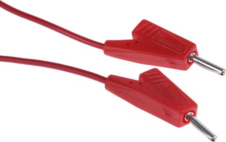 Radiall Cable De Prueba Con Conector De 2 Mm De Color Rojo, Macho-Macho, 250V Ac, 5A, 200mm