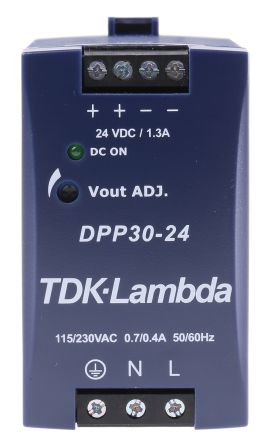 TDK-Lambda Fuente De Alimentación De Carril DIN, DPP, 1 Salida 24V Dc 1.3A 30W