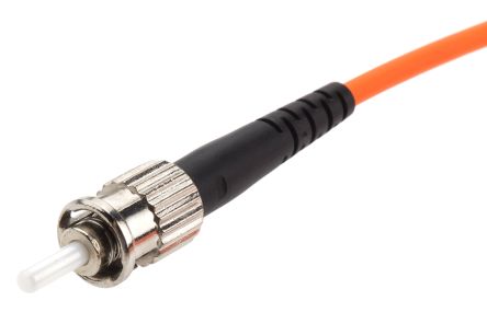 RS PRO ST To ST Duplex Multi Mode OM2 Fibre Optic Cable, 50/125μm, Orange, 2m