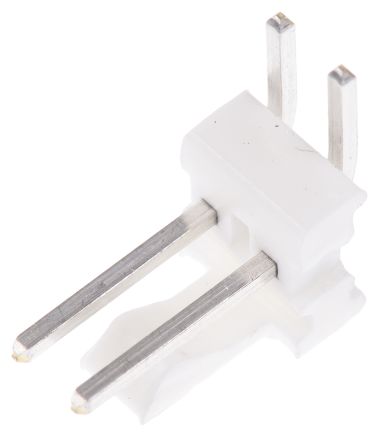 TE Connectivity MTA-100 Series Right Angle Through Hole Pin Header, 2 Contact(s), 2.54mm Pitch, 1 Row(s), Unshrouded
