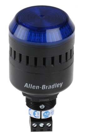 Allen Bradley Indicator Luminoso Y Acústico LED 855PC, 24 Vac / Dc, Azul, Intermitente, Constante, 98dB @ 1m