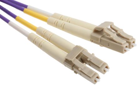 RS PRO LC To LC Duplex Multi Mode OM3 Fibre Optic Cable, 50/125μm, Purple, 3m