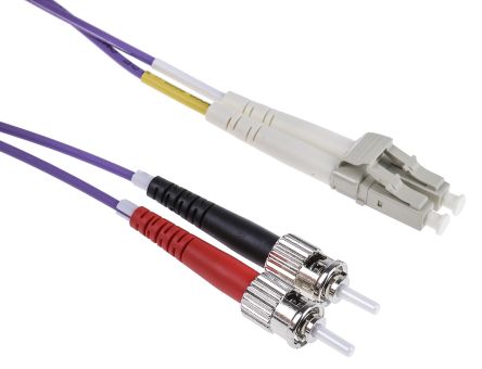 RS PRO Cable De Fibra óptica OM3, Con A: LC, Con B: ST, Long. 2m, Funda Libre De Halógenos Y Bajo Nivel De Humo Morado,