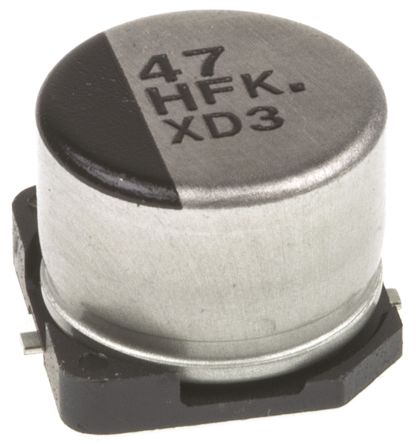 Panasonic Condensador Electrolítico Serie FK SMD, 47μF, ±20%, 50V Dc, Mont. SMD, 8 (Dia.) X 6.2mm, Paso 2.2mm