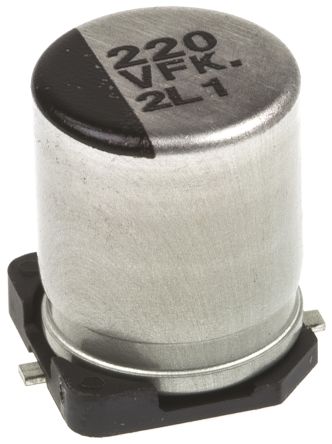 Panasonic Condensador Electrolítico Serie FK SMD, 220μF, ±20%, 35V Dc, Mont. SMD, 8 (Dia.) X 10.2mm, Paso 3.1mm