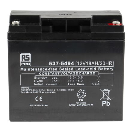 RS PRO Batterie Au Plomb étanche 12V 18Ah Cyclique