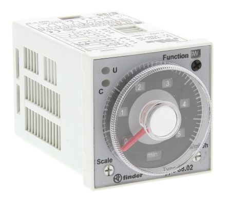Finder Temporizador Multifunción 88 Series, 24 → 230V Ac/dc, 8A, 2 Contactos, DPDT, Tempo. 0.05-10 S, 0.05-10h