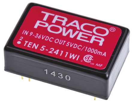 TRACOPOWER DCDC转换器, TEN 5WI系列, 9 → 36 V 直流输入, 5V 直流输出, 6W