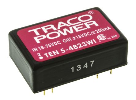 TRACOPOWER TEN 5WI DC/DC-Wandler 6W 48 V Dc IN, ±15V Dc OUT / ±200mA 1.5kV Dc Isoliert