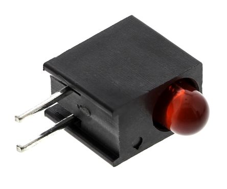 Dialight Indicador LED Para PCB A 90º Rojo, λ 635 Nm, 1 LED, 1,7 V, 60°, Dim. 8.89 X 4.32 X 7.11mm, Mont. Pasante