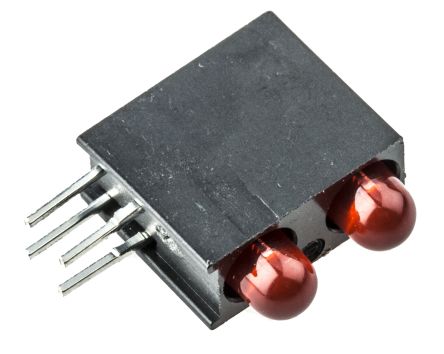 Dialight Indicateur à LED Pour CI,, 553-0211F, 2 LEDs, Rouge, Traversant, Angle Droit