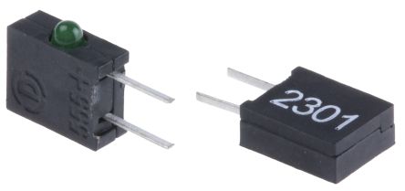 Dialight LED Anzeige PCB-Montage Grün 1 X LEDs THT Rechtwinklig 2-Pins 40 ° 3 V