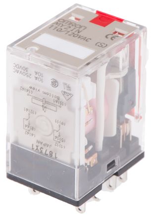 Omron Plug In Power Relay, 120V Ac Coil, 10A Switching Current, DPDT