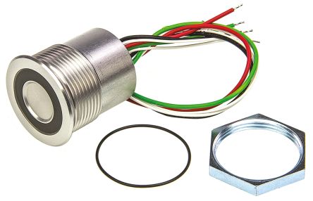 Schurter Interrupteur Piézo Illuminé Impulsion, IP67 Vert, Rouge, Contact SPST