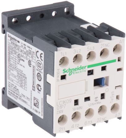 Schneider Electric Contactor TeSys K LC1K De 3 Polos, 3 NA, 9 A, Bobina 230 Vac, 4 KW