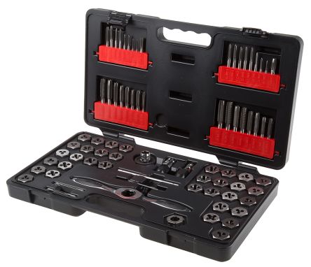 Essential Threading Tool with Storage Case Metric Inch Sizes Volterin 12-Piece Tap and Die Set
