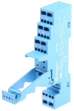 Finder 95 Relay Socket For Use With 40.52, 40.61, 44.52, 44.62, 40.51 Series Relay 8 Pin, DIN Rail, 250V Ac