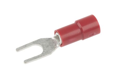 RS PRO Rot Isoliert Gabelkabelschuh B. 5.7mm Vinyl, Min. 0.5mm², Max. 1.5mm² 22AWG 16AWG
