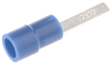 RS PRO Kabelschuh Flachstift Stecker, Isoliert, Blau, L. 13mm, D. 0.8mm, Nicht Ummantelt