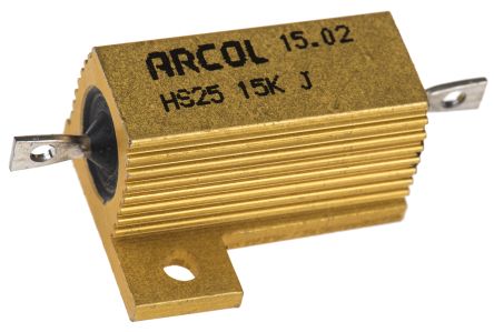 Arcol HS25 Wickel Lastwiderstand 15kΩ ±5% / 25W, Alu Gehäuse Axialanschluss