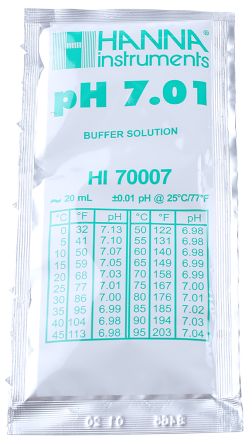 Hanna Instruments Solución De Búfer PH HI70007C, Sobrecito De 20ml, PH 7.01